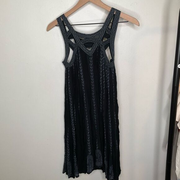 Free People Paisley Vine Black Tunic Dress - Picture 2 of 8